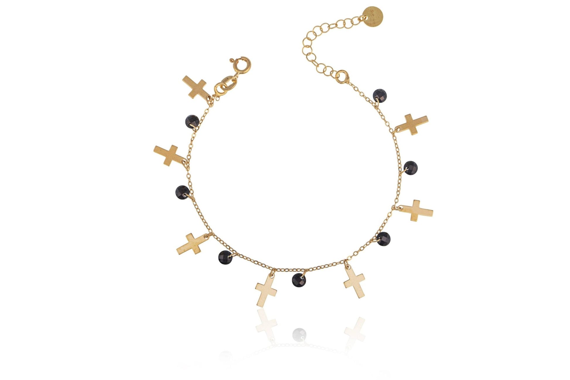 Pulsera de Plata Dorada Cruces y Circonitas