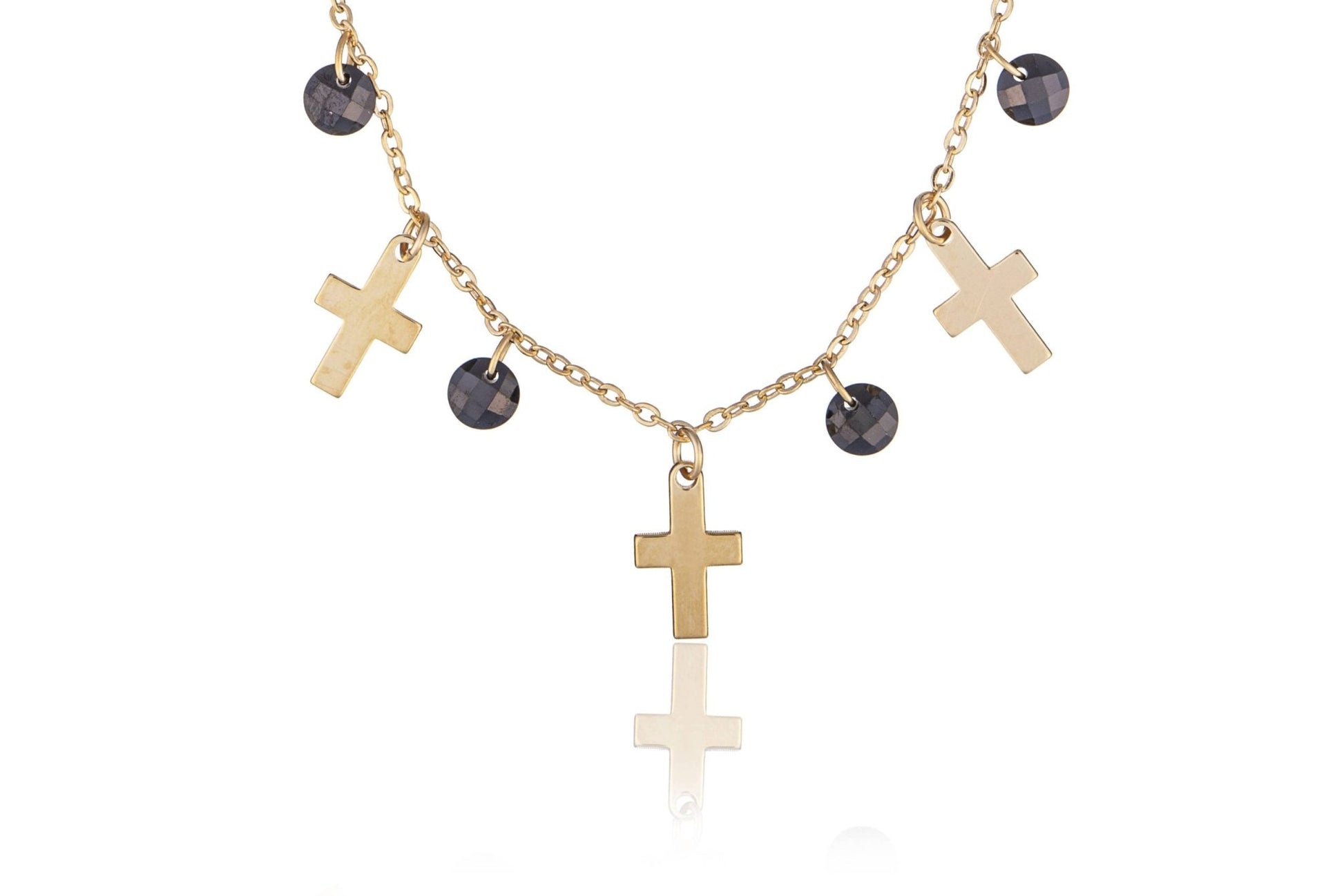 Pulsera de Plata Dorada Cruces y Circonitas