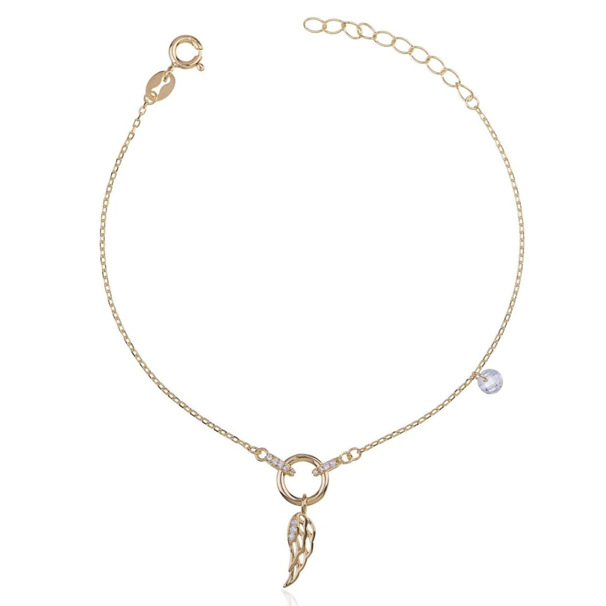 Bracciale Argento con Ala e Punto Luce Dorato