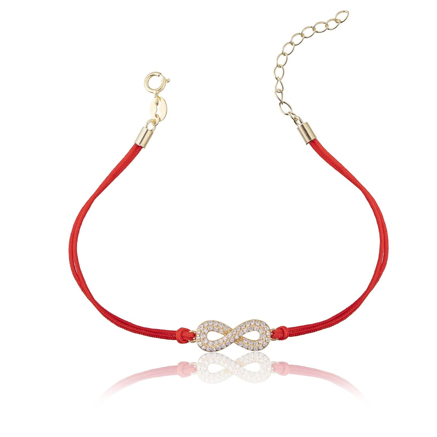 Bracelet en Argent sur Cordon Infini Strass Doré