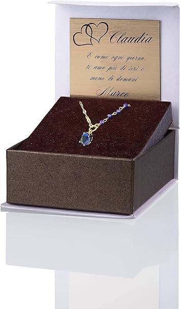 Rhodium Dalia Necklace with Blue Zircons