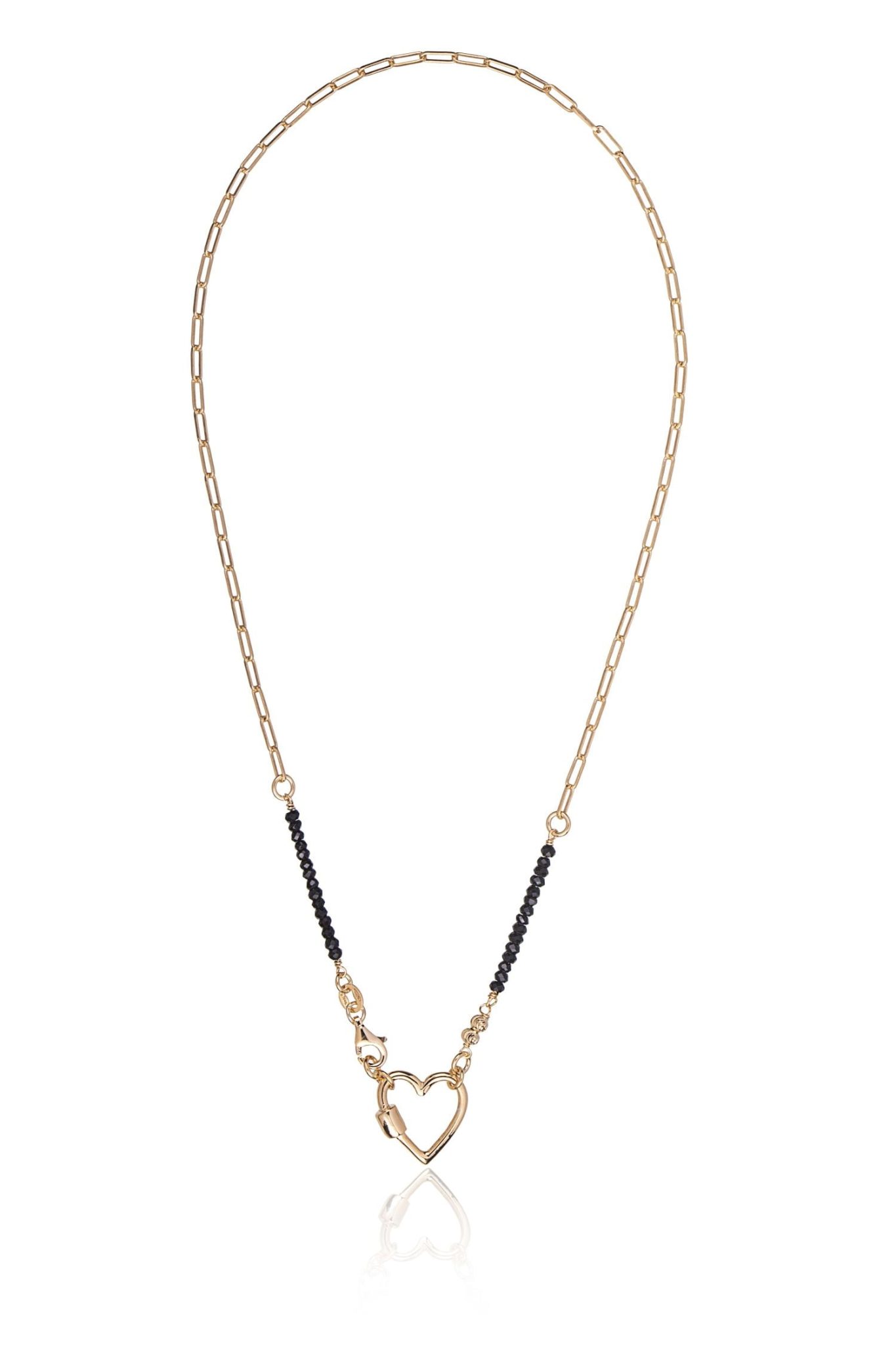 Golden Necklace with Zirconia and Central Heart