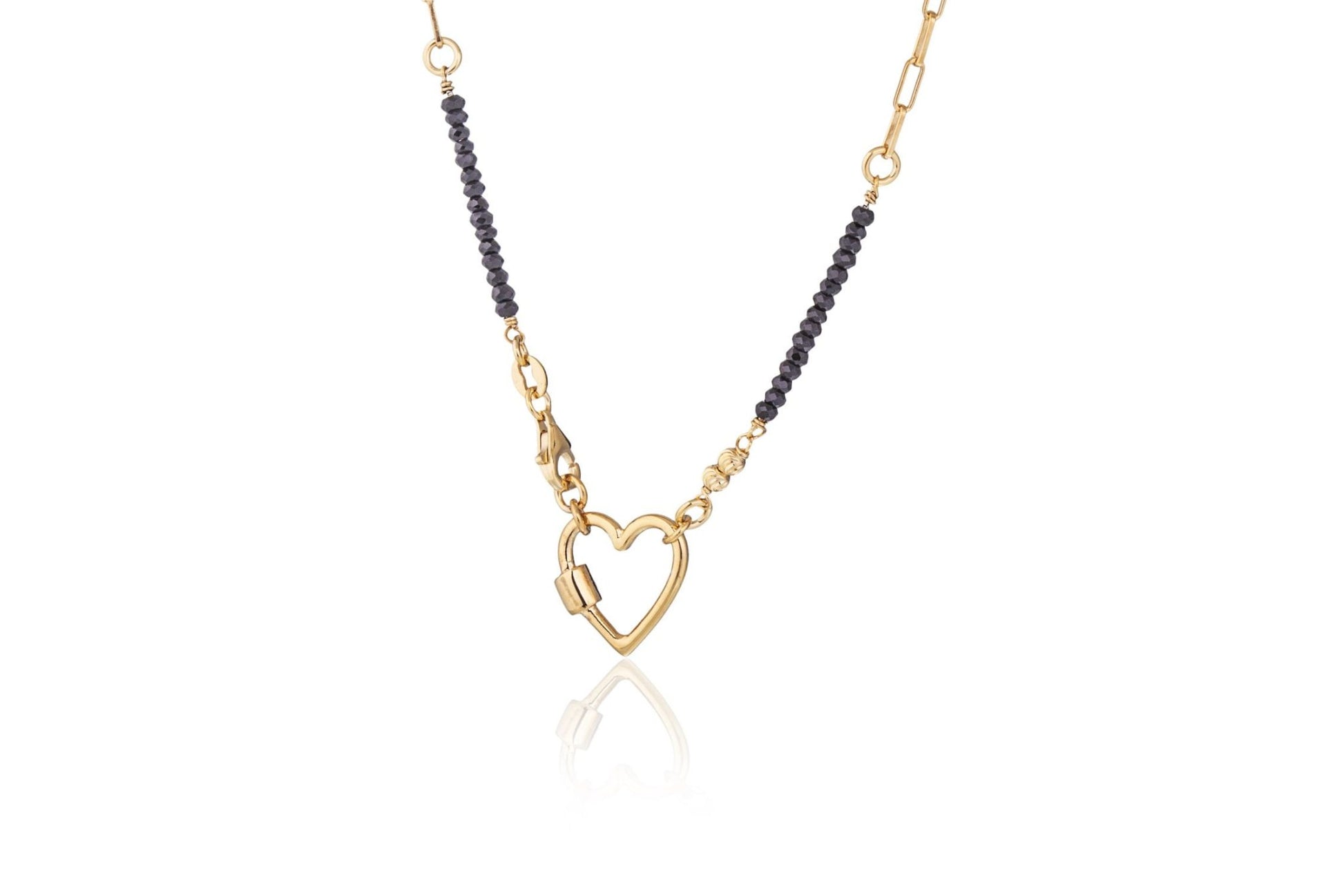 Golden Necklace with Zirconia and Central Heart