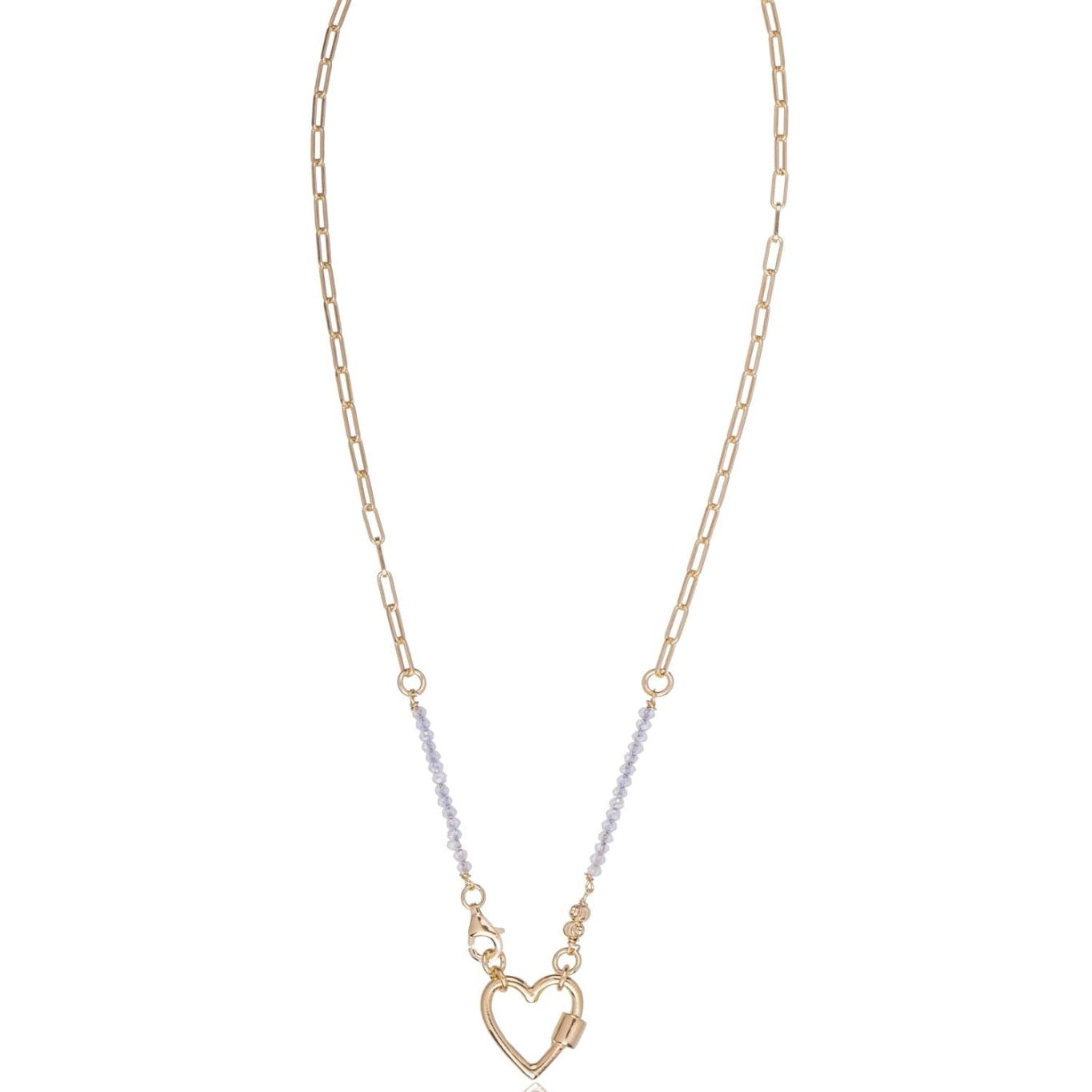 Collana Dorata con Zirconi e Cuore Centrale