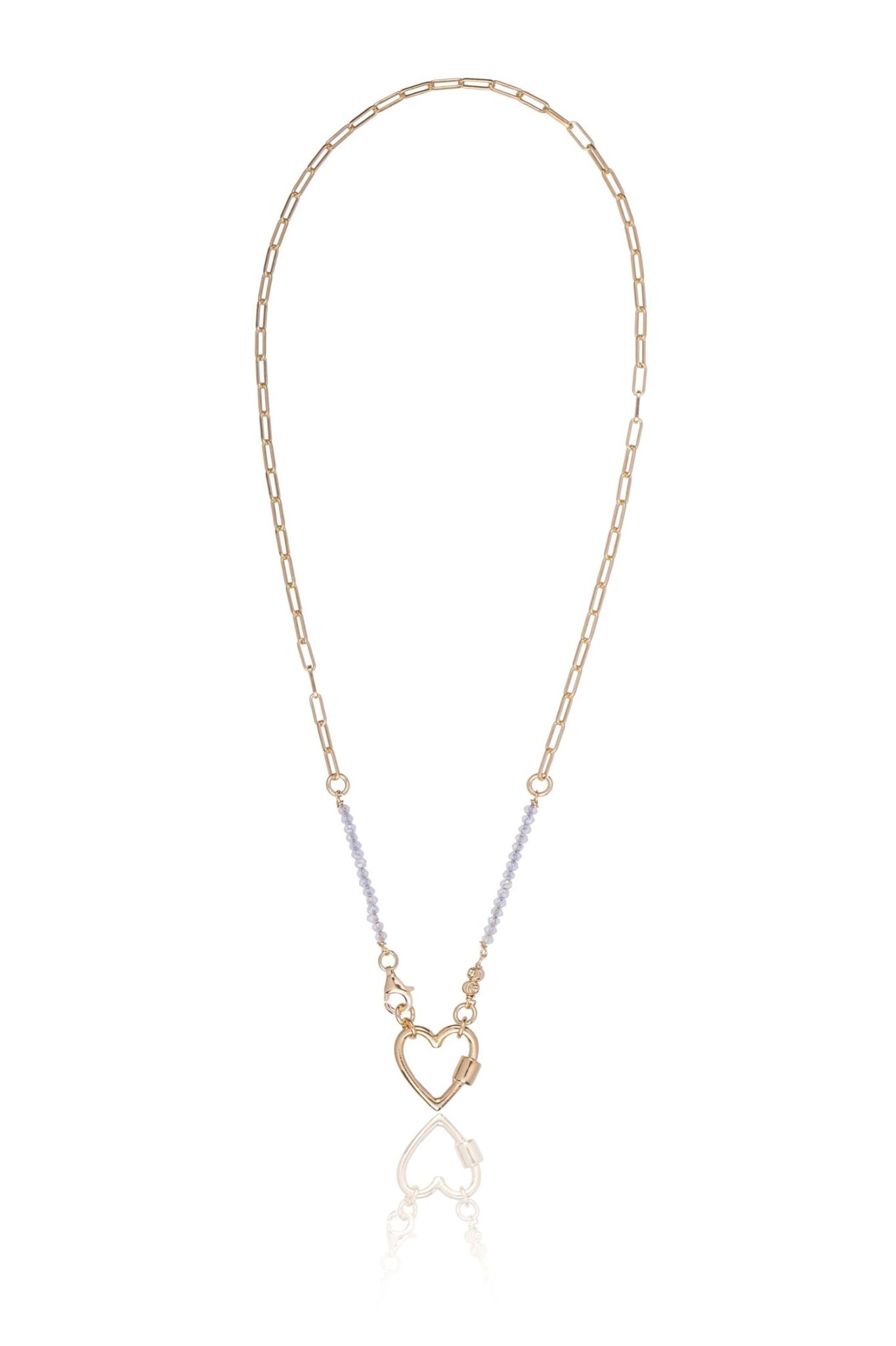 Golden Necklace with Zirconia and Central Heart