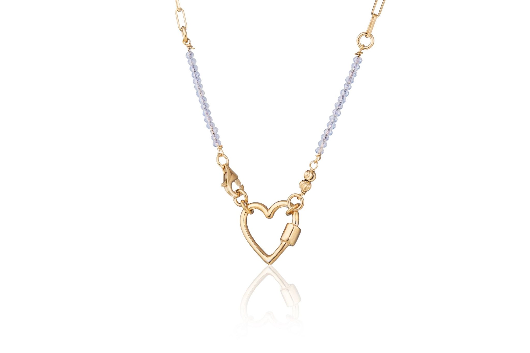 Collana Dorata con Zirconi e Cuore Centrale