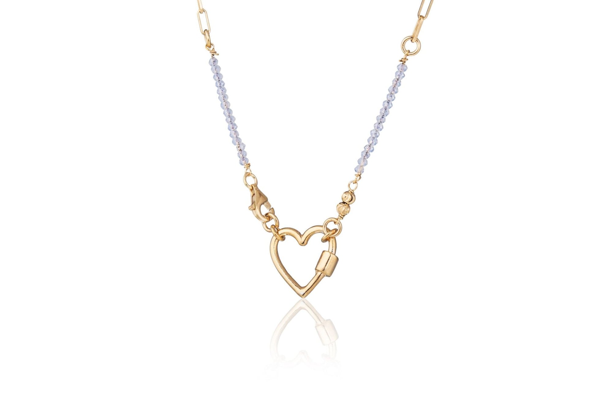 Golden Necklace with Zirconia and Central Heart