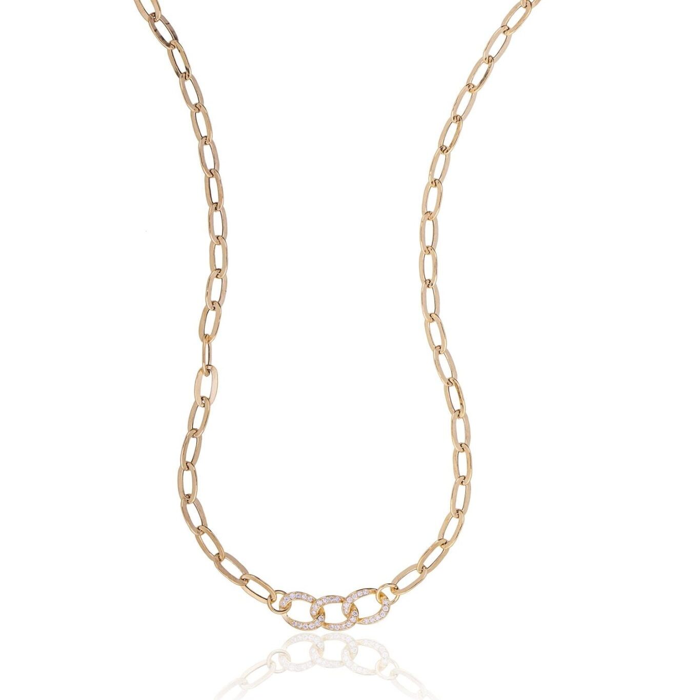 Cuban Link Necklace with Rhinestones