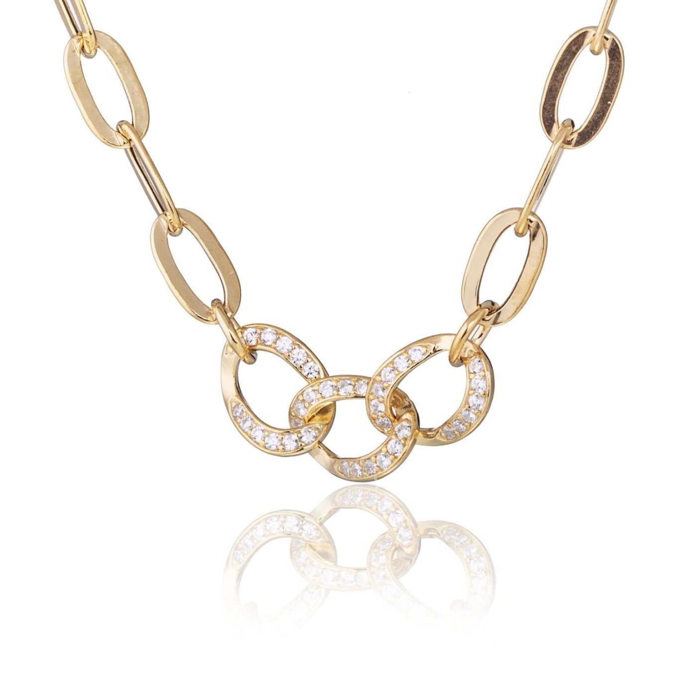 Cuban Link Necklace with Rhinestones