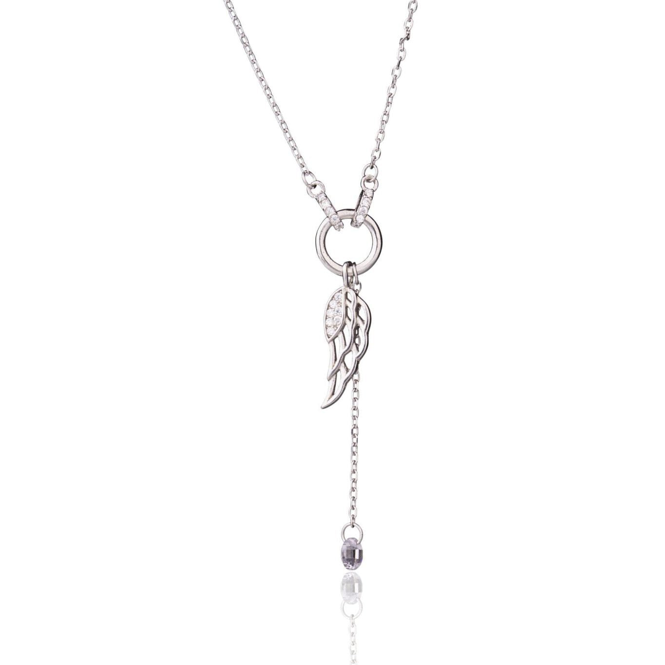 Collana in Argento Ciondolo Ala d'Angelo Brillante