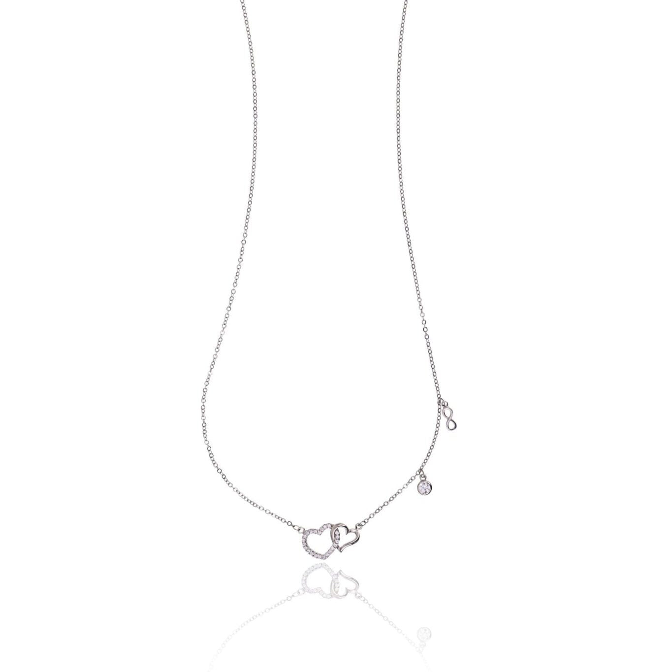 Collier en argent cœurs infinis brillants