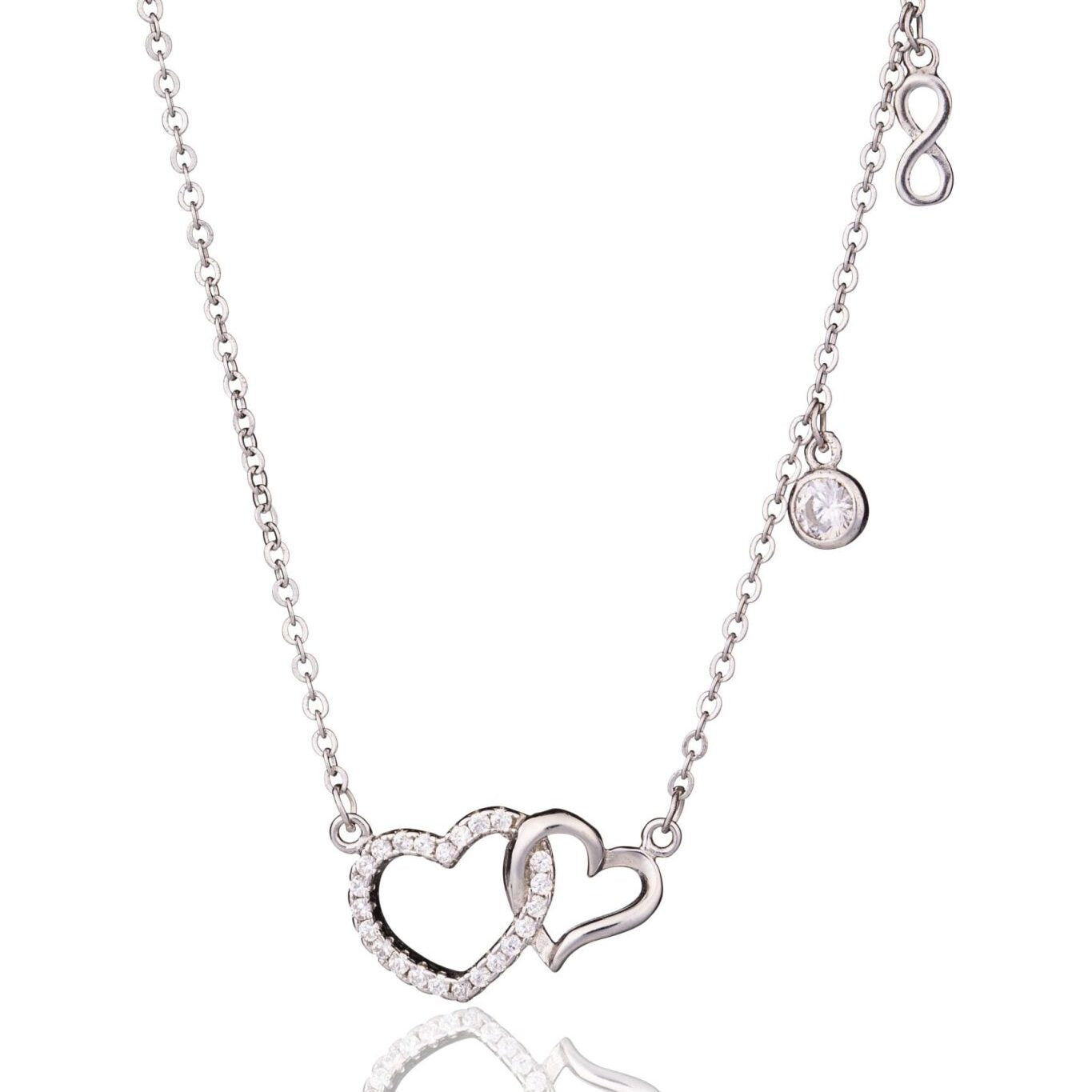 Collier en argent cœurs infinis brillants