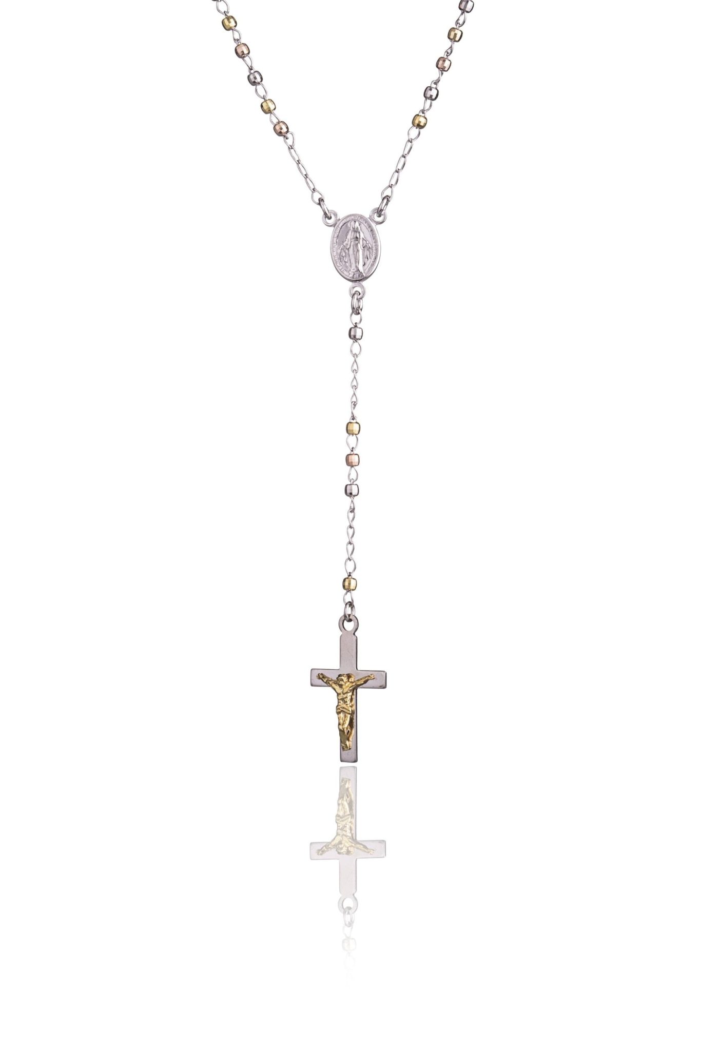 Collana in Argento Rodiata Ciondolo Rosario