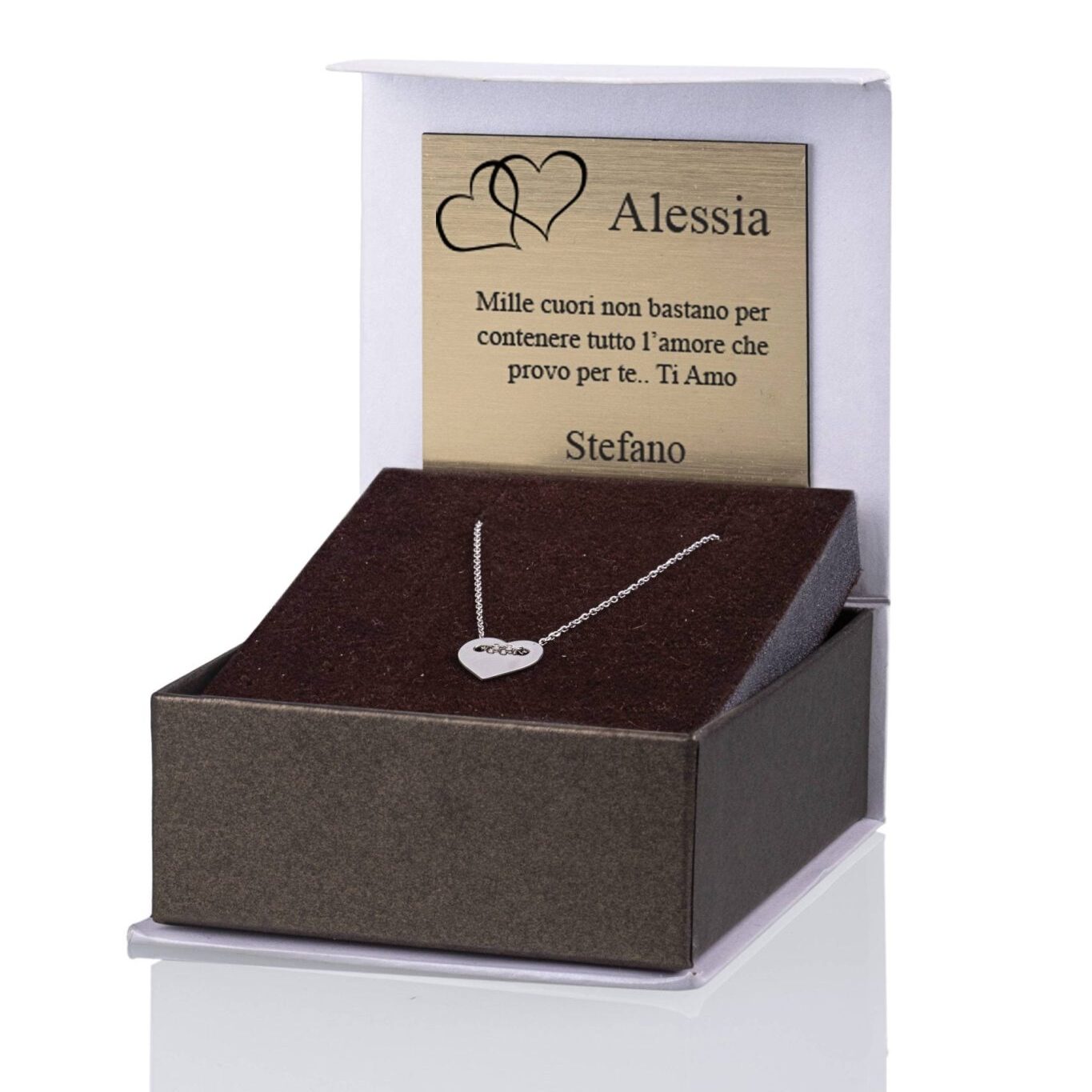 Collana in Argento Cuore Passante