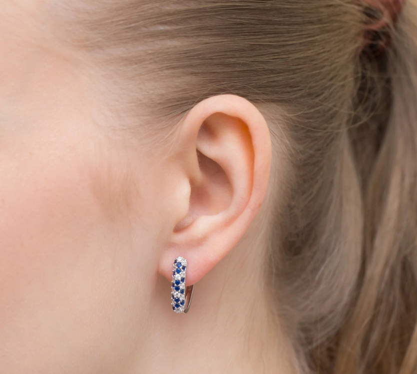 Orecchini Pavé con Zirconi Colorati Blu