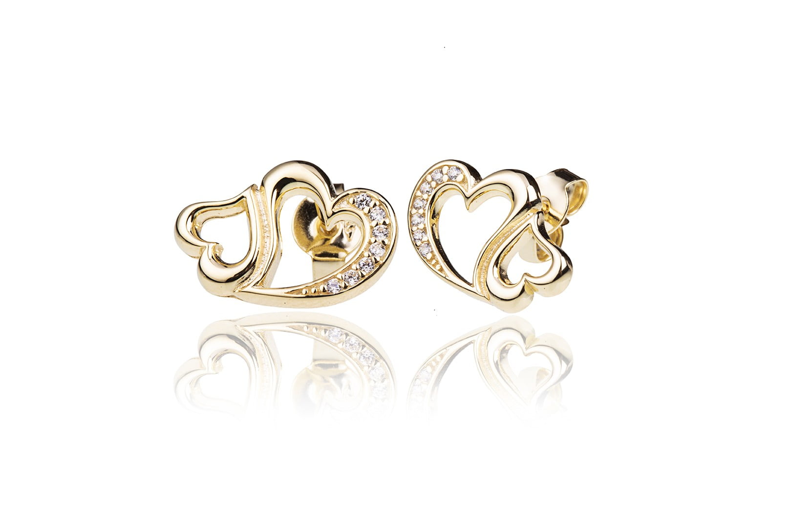 Gold Earrings Upside Down Hearts