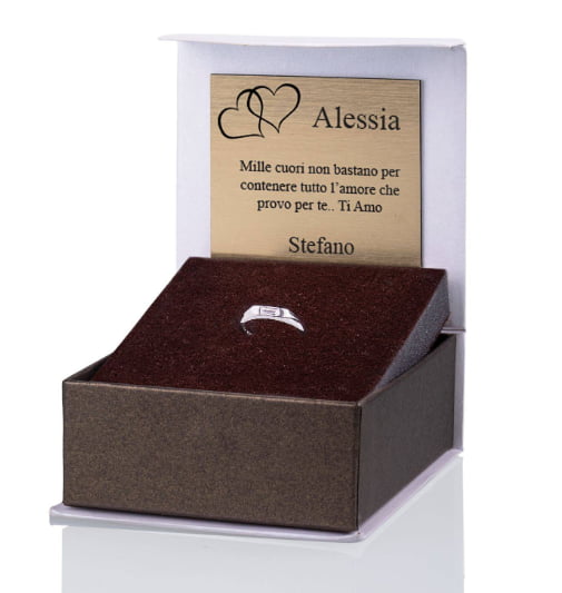 Anello Flat con Zircone Bianco