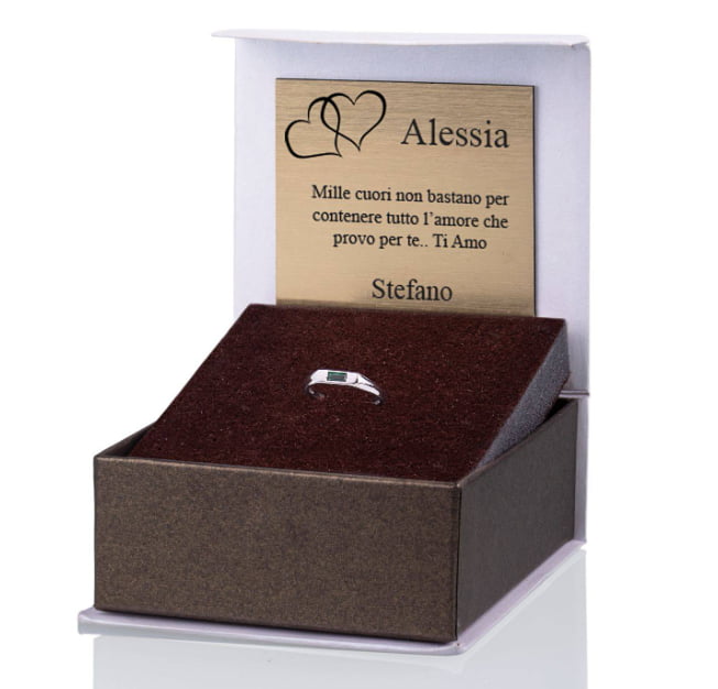 Anello Flat con Zircone Verde