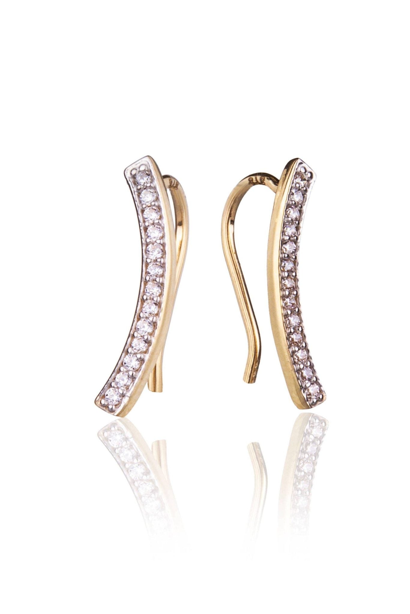 Boucles d'oreilles en or avec zircons blancs