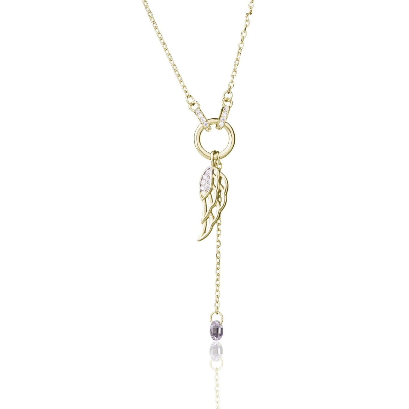 Collana in Argento Ciondolo Ala d'Angelo Brillante