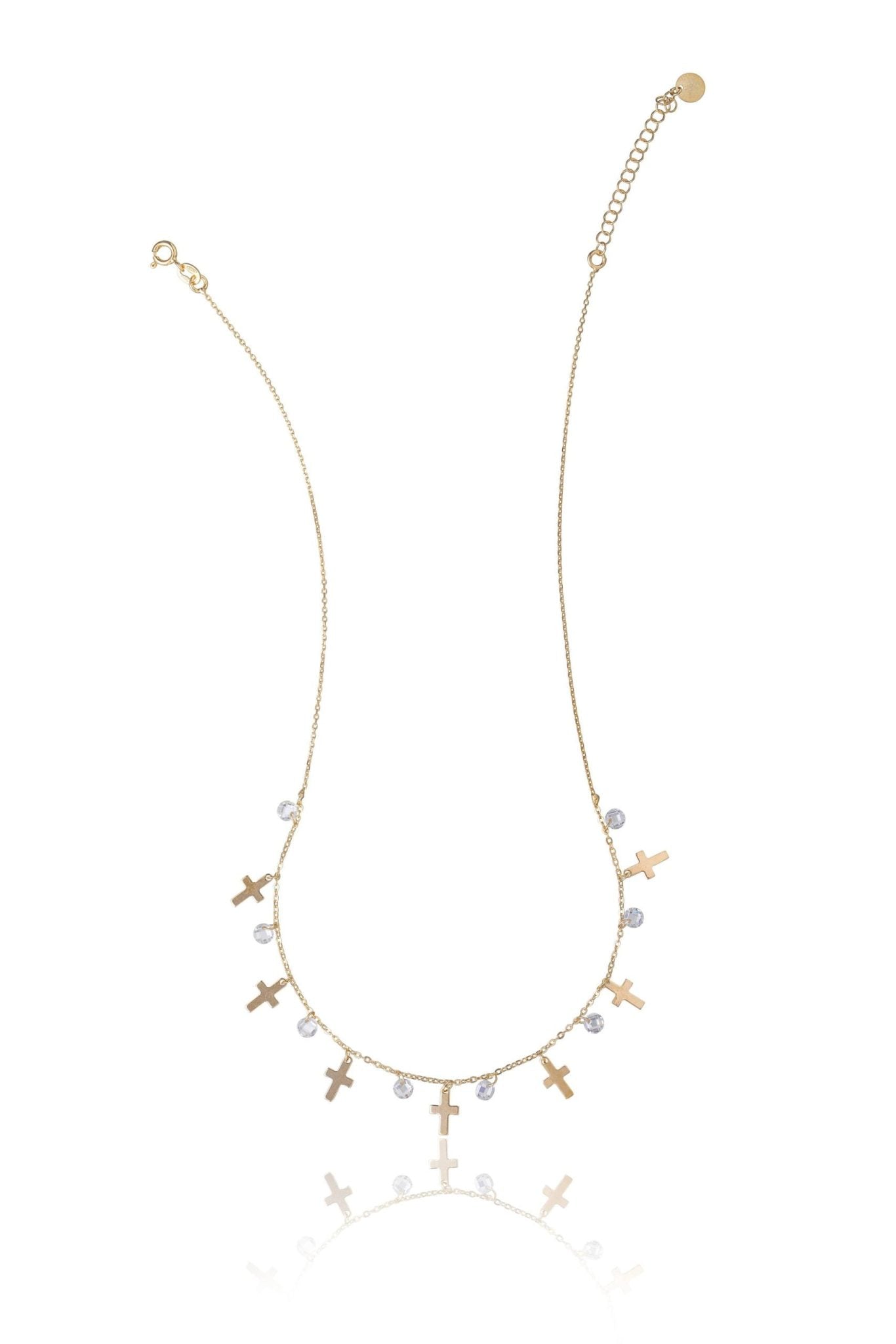 Collar de Plata Dorada con Cruces y Circonitas
