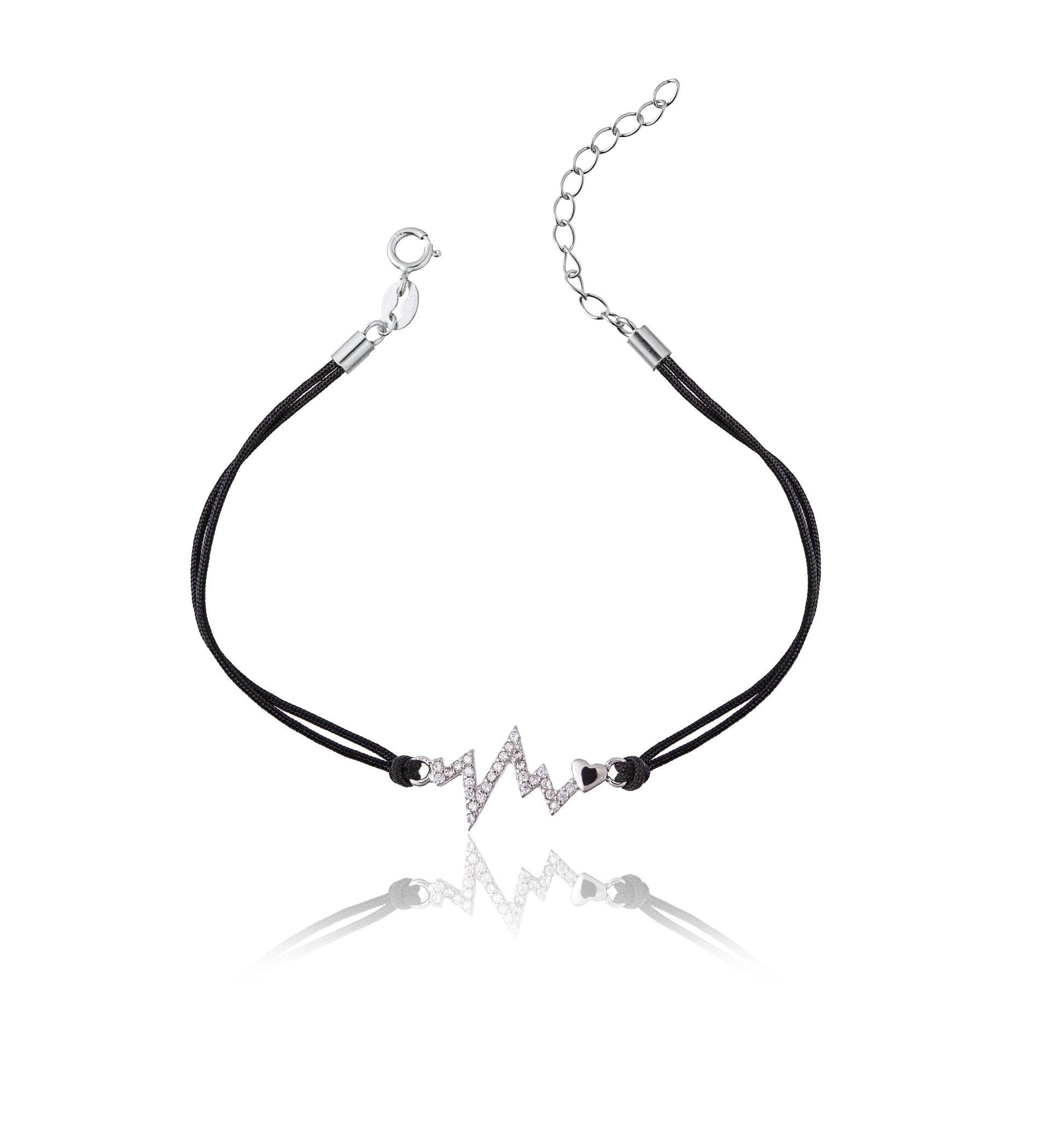Pulsera de Plata con Cordón Latido y Strass