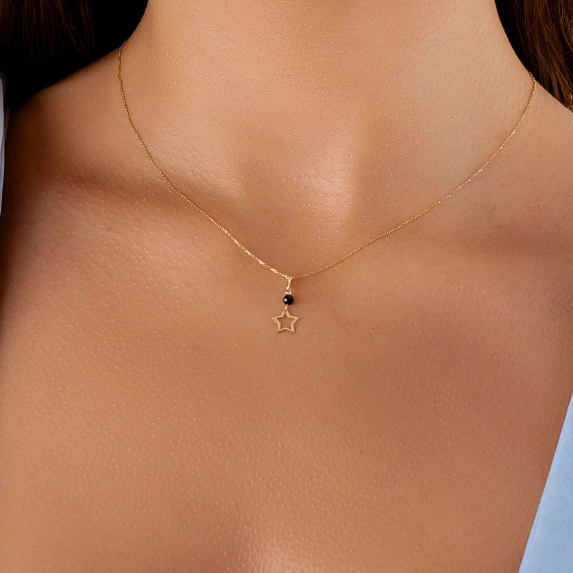 Gold Necklace with Stone and Star