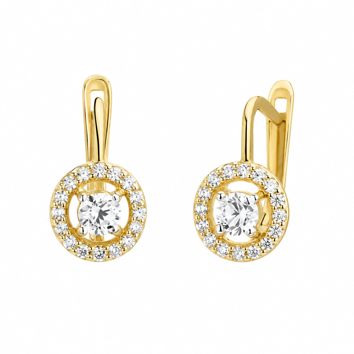 Boucles d'oreilles en Or Rondes avec Zircon Central