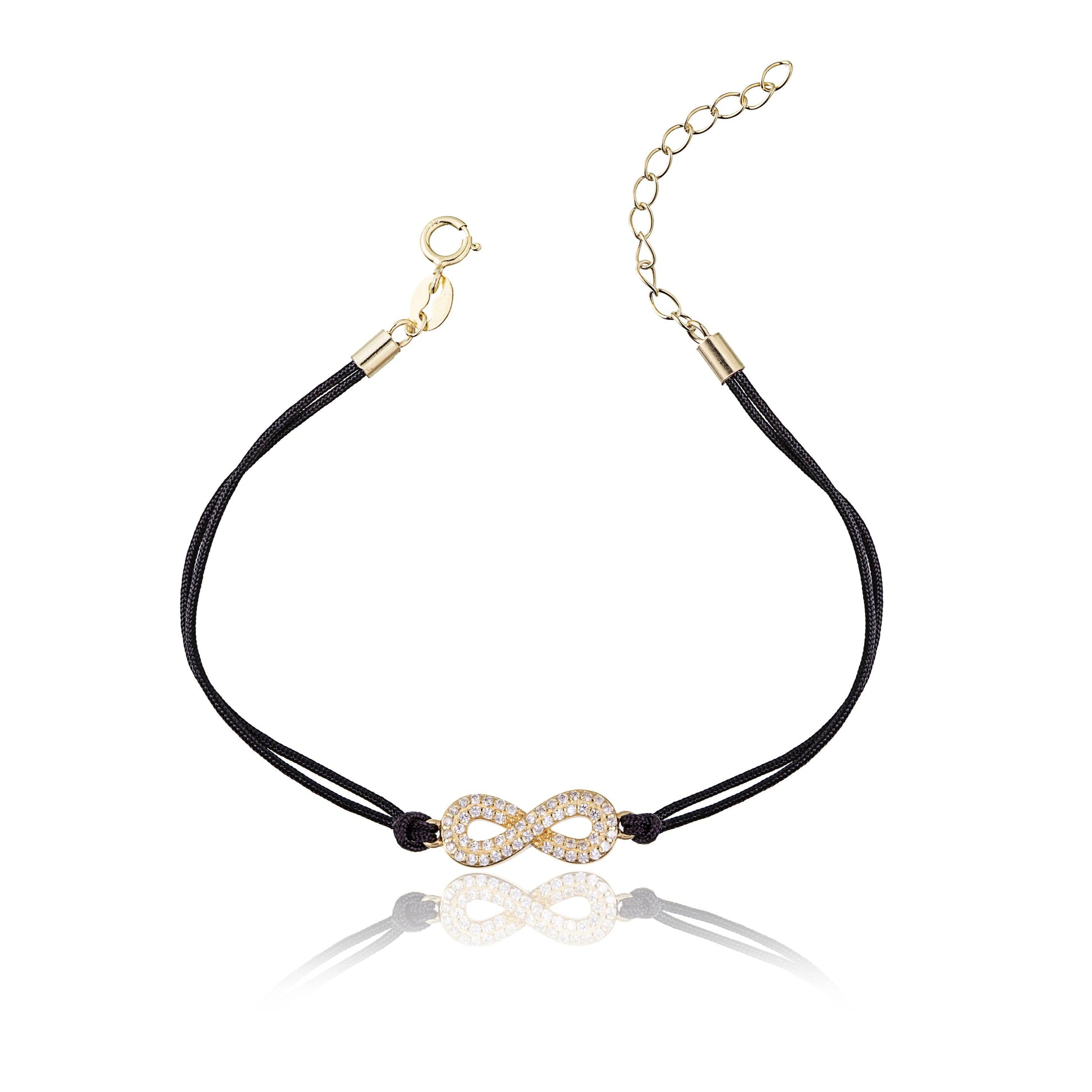 Bracelet en Argent sur Cordon Infini Strass Doré