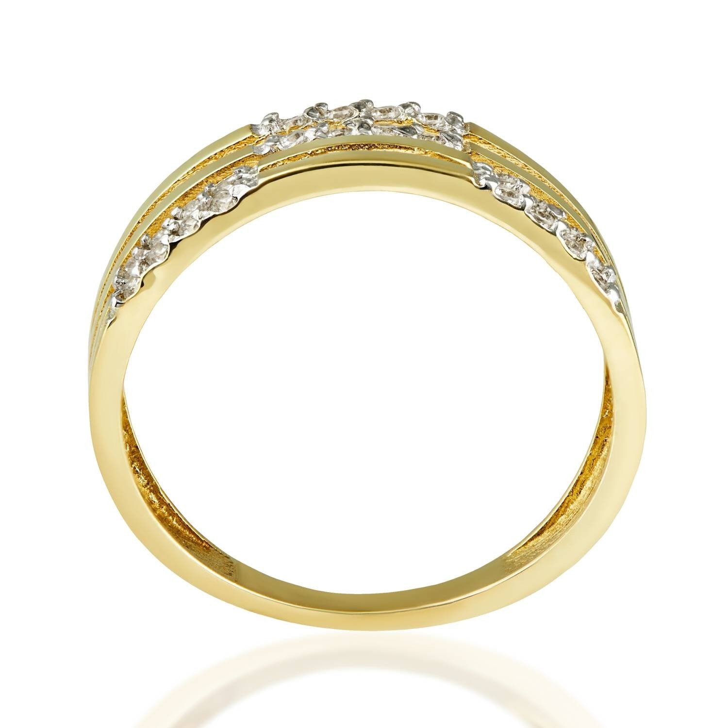 Anillo de Oro de Banda Abierta con Circonitas