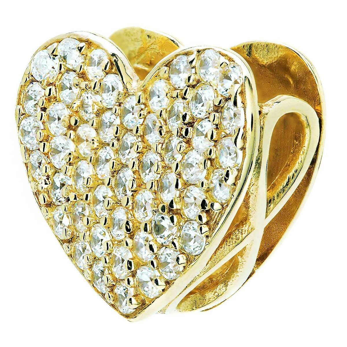 Gold Heart Pendant Necklace with Zircons