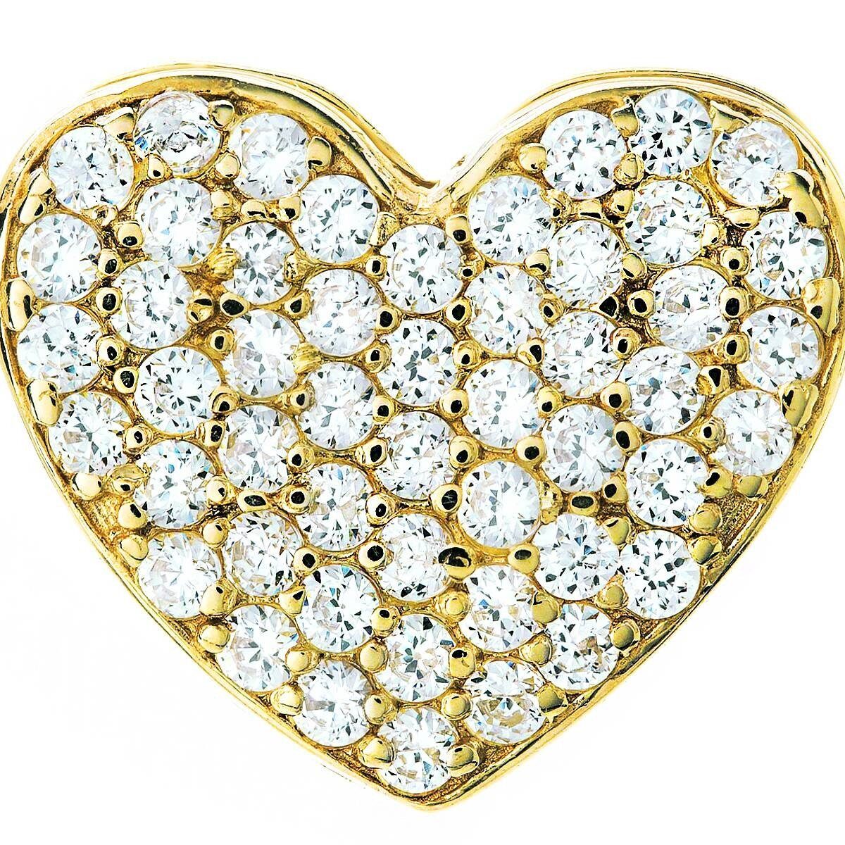 Gold Heart Pendant Necklace with Zircons