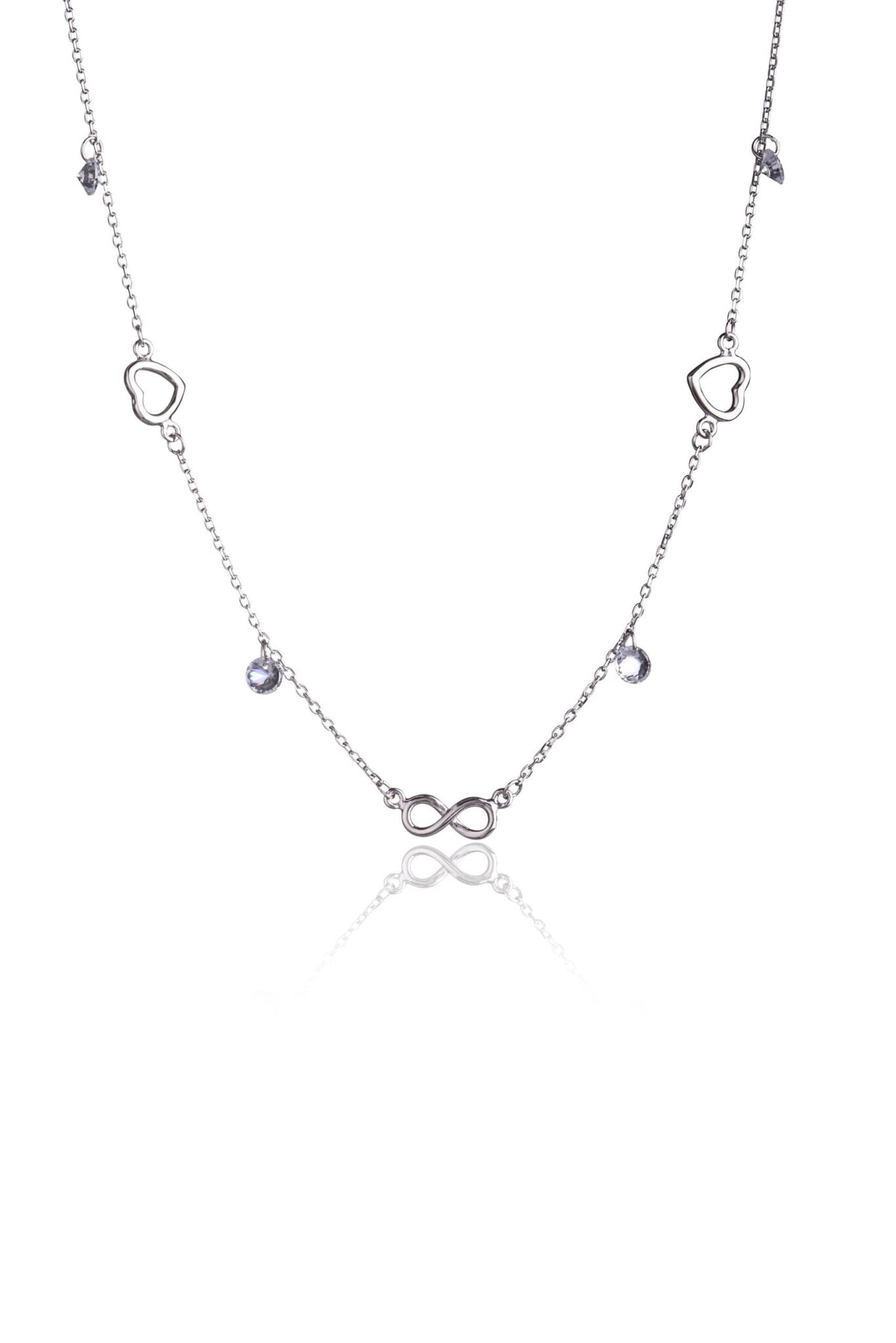 Collana in Argento Infinito Cuore e Pietre