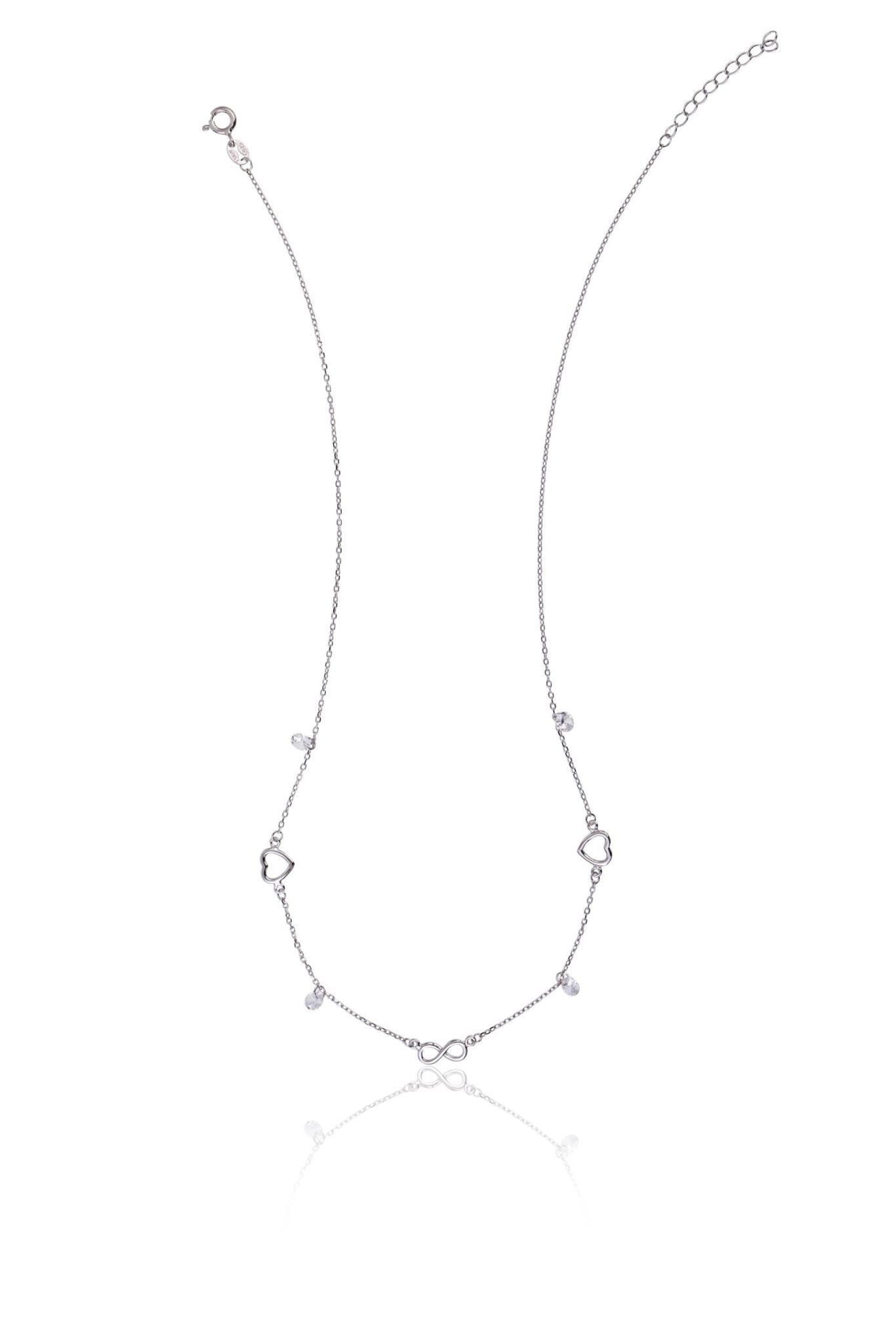 Collana in Argento Infinito Cuore e Pietre