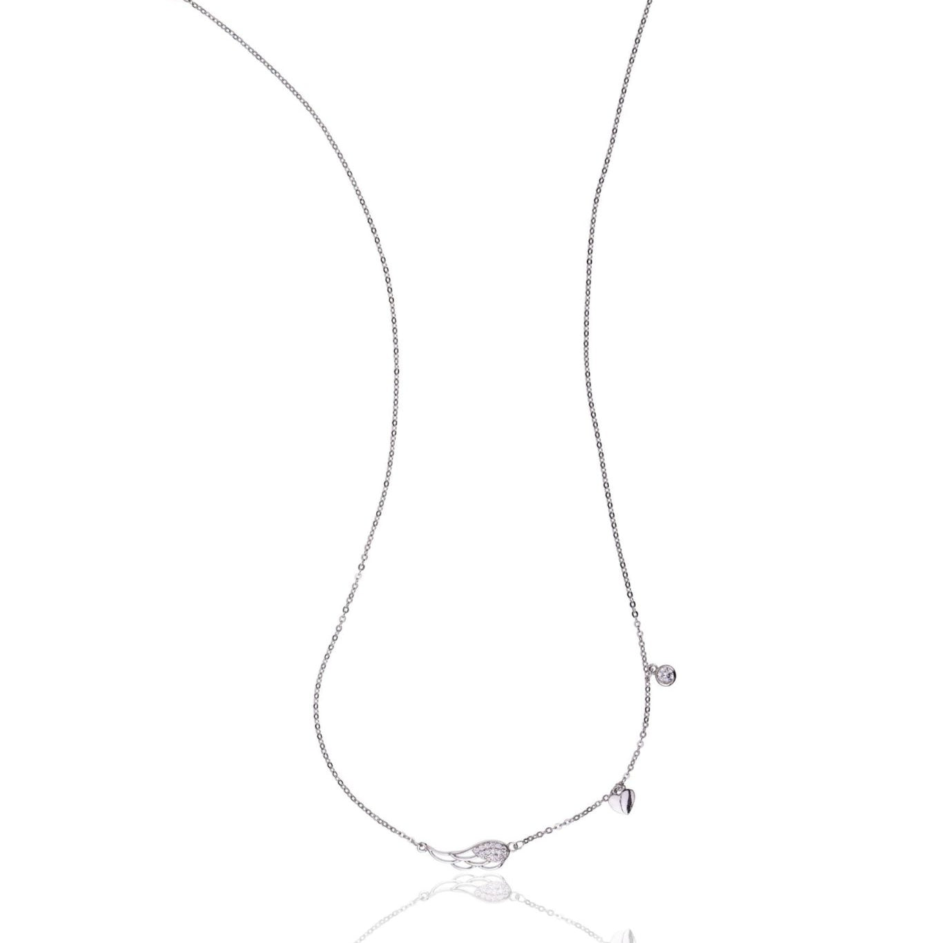 Collana in Argento Ciondolo Ali Cuore e Punto Luce