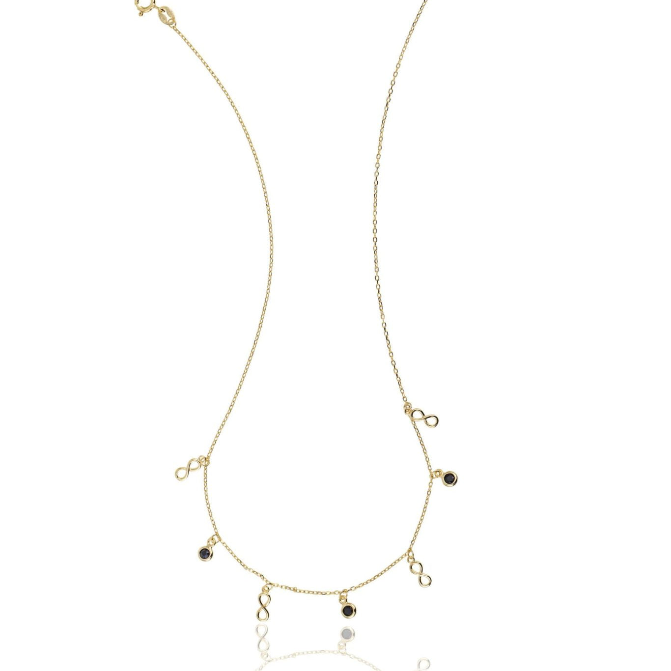 Collana in Argento Dorata Infinito e Punti Luce
