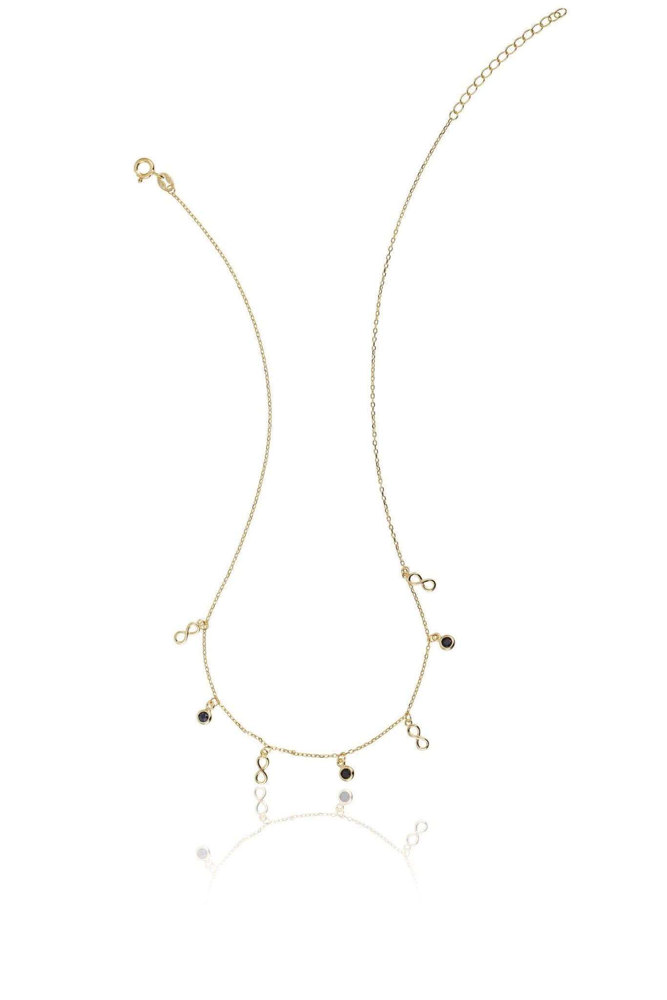 Collar de Plata Dorada Infinito y Puntos de Luz