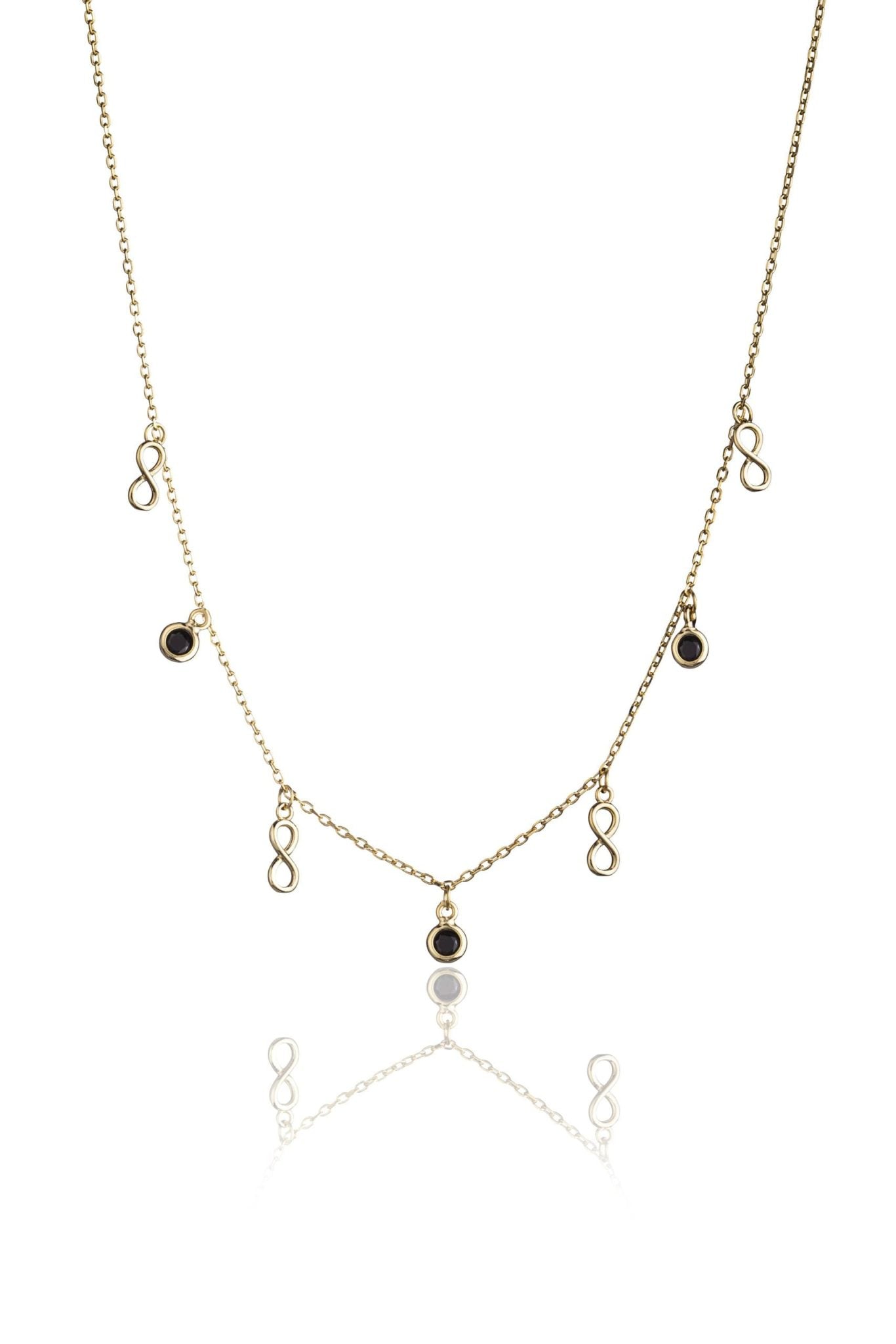 Collar de Plata Dorada Infinito y Puntos de Luz