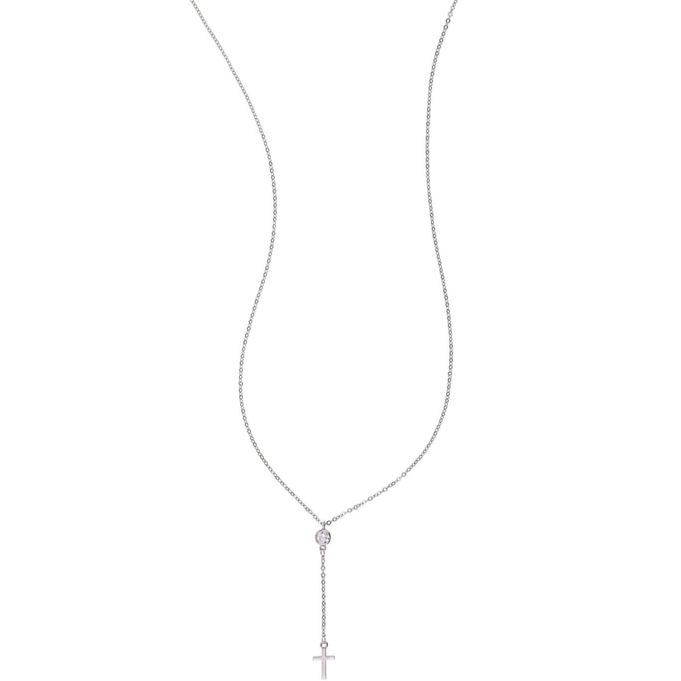 Collar de Plata Cruz y Punto de Luz