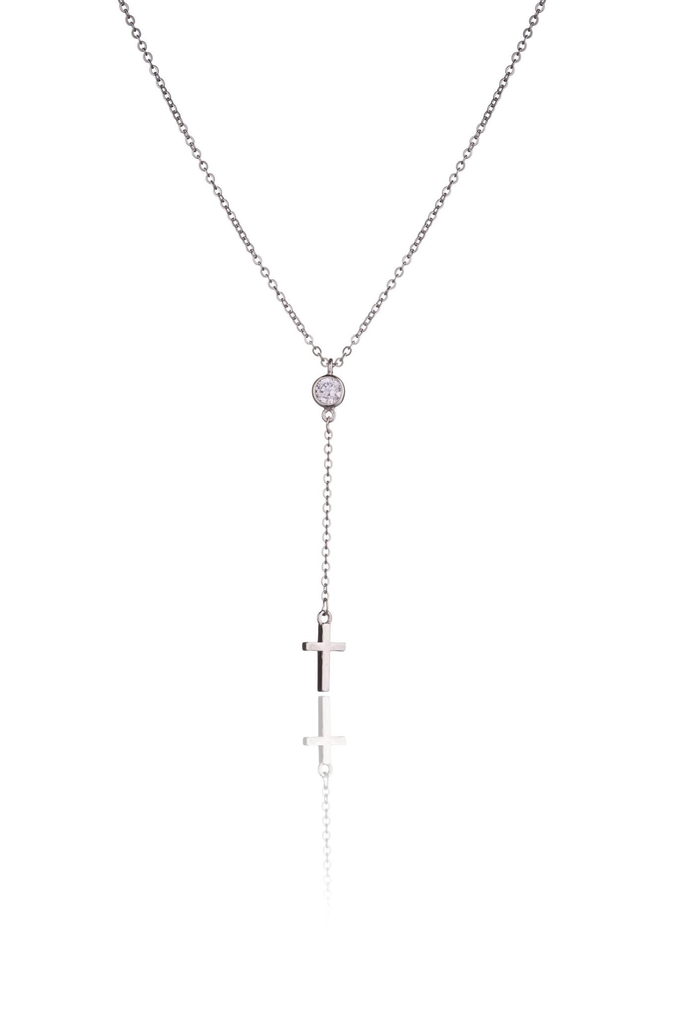 Halskette aus Silber Kreuz und Lichtpunkt