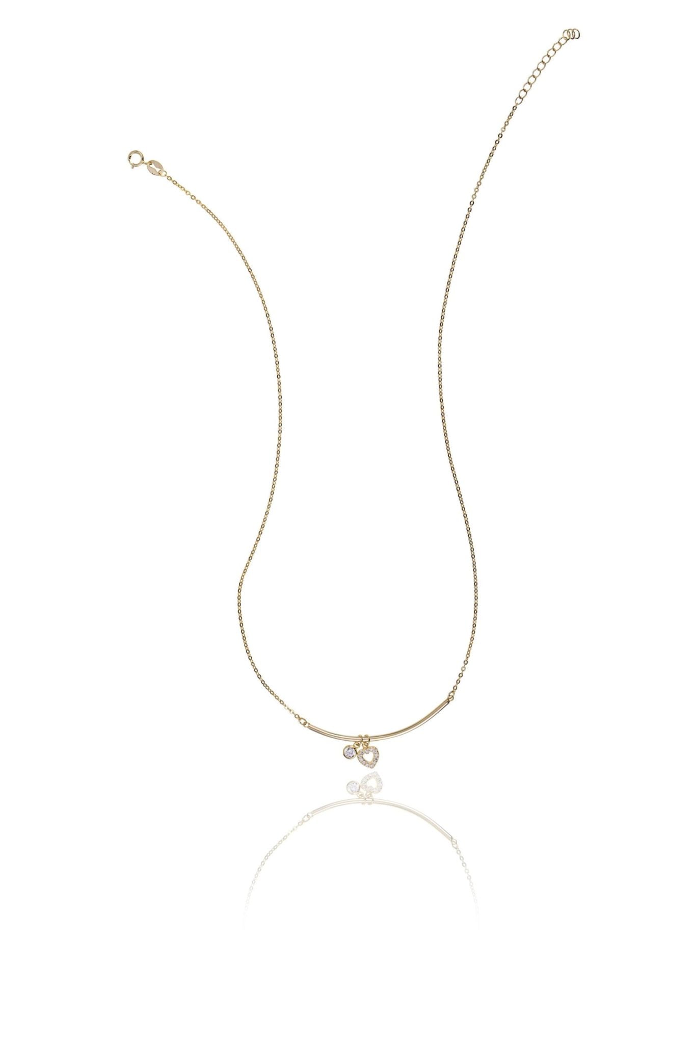 Halskette aus Silber Linie Herz Brillant