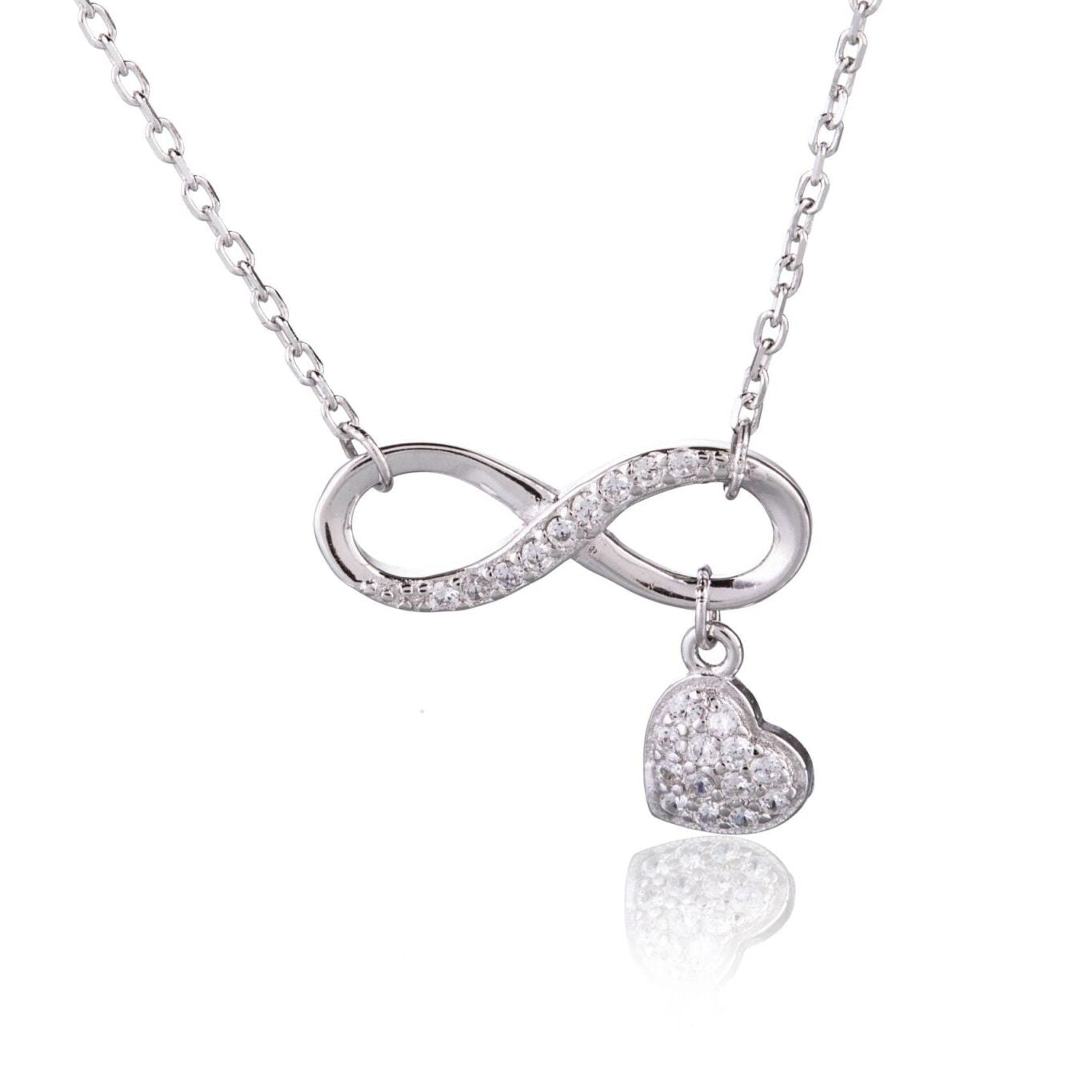 Pulsera de Plata Infinito y Corazón con Circonitas