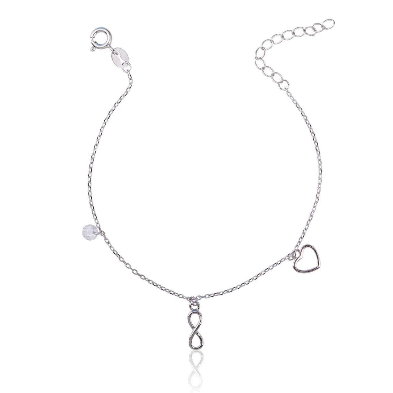 Pulsera de Plata Infinito y Corazón