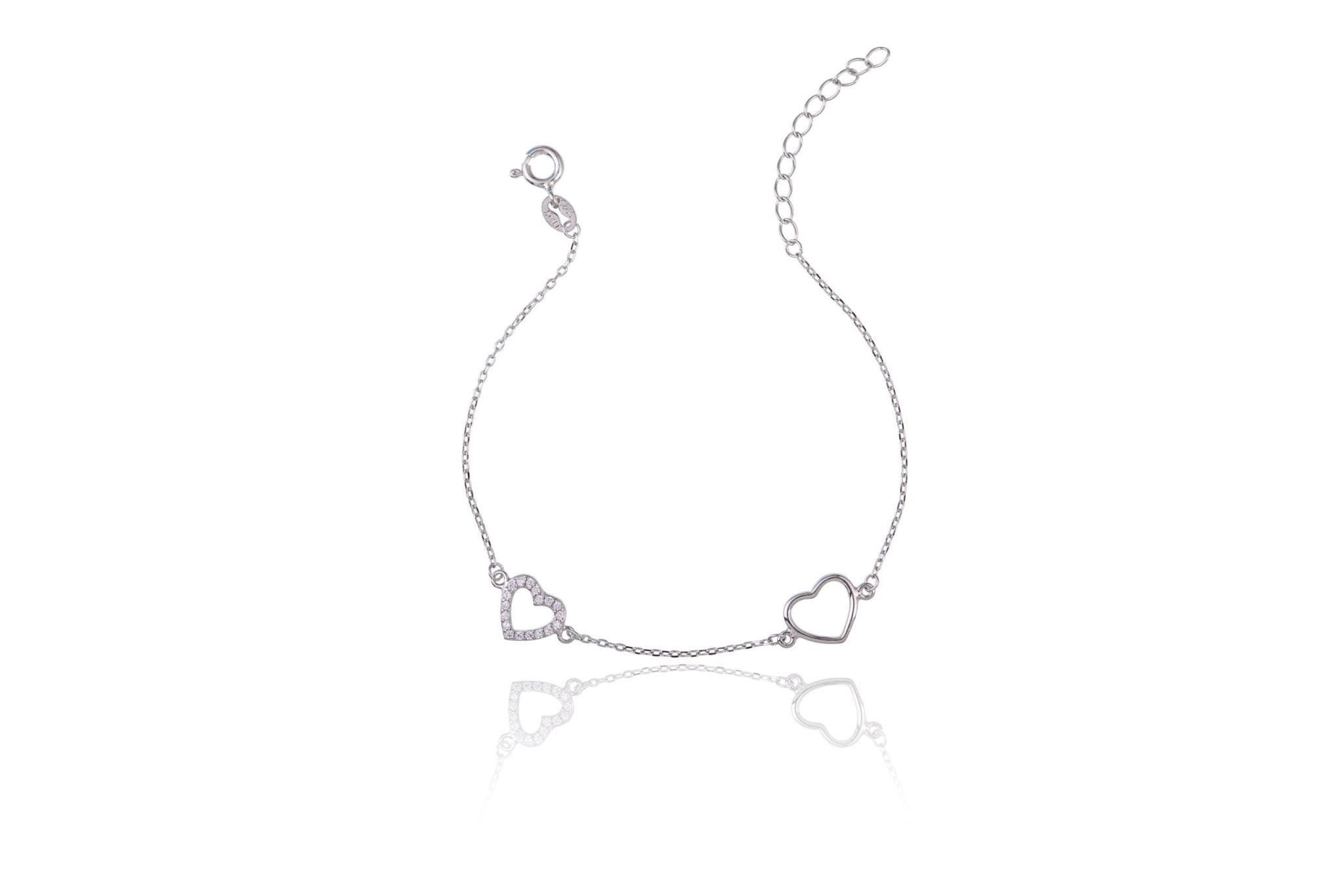 Pulsera de Plata Corazones Brillantes