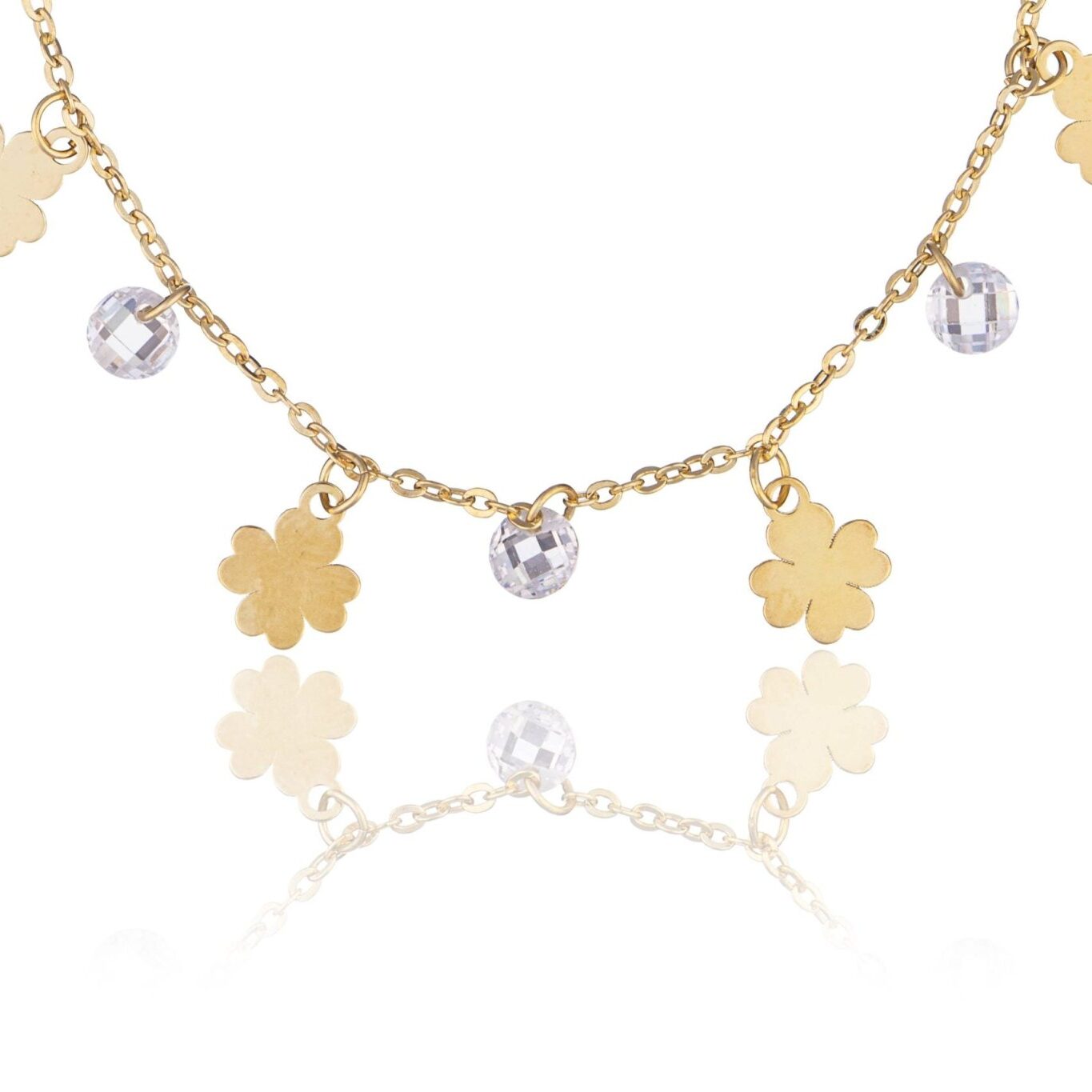 Pulsera de Plata Trébol con Piedras
