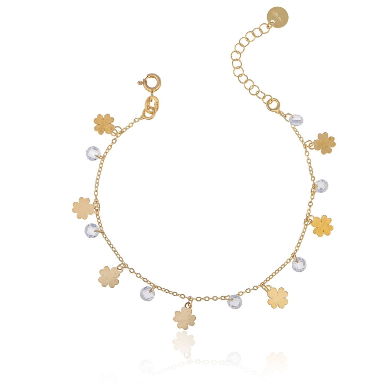 Pulsera de Plata Trébol con Piedras