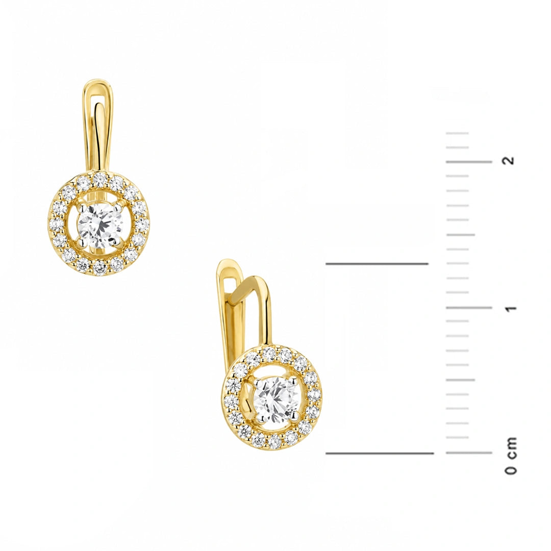 Boucles d'oreilles en Or Rondes avec Zircon Central