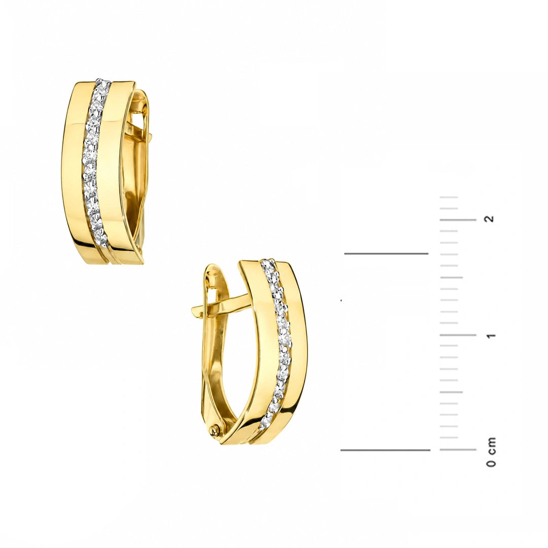 Curved Gold Earrings with Zircons