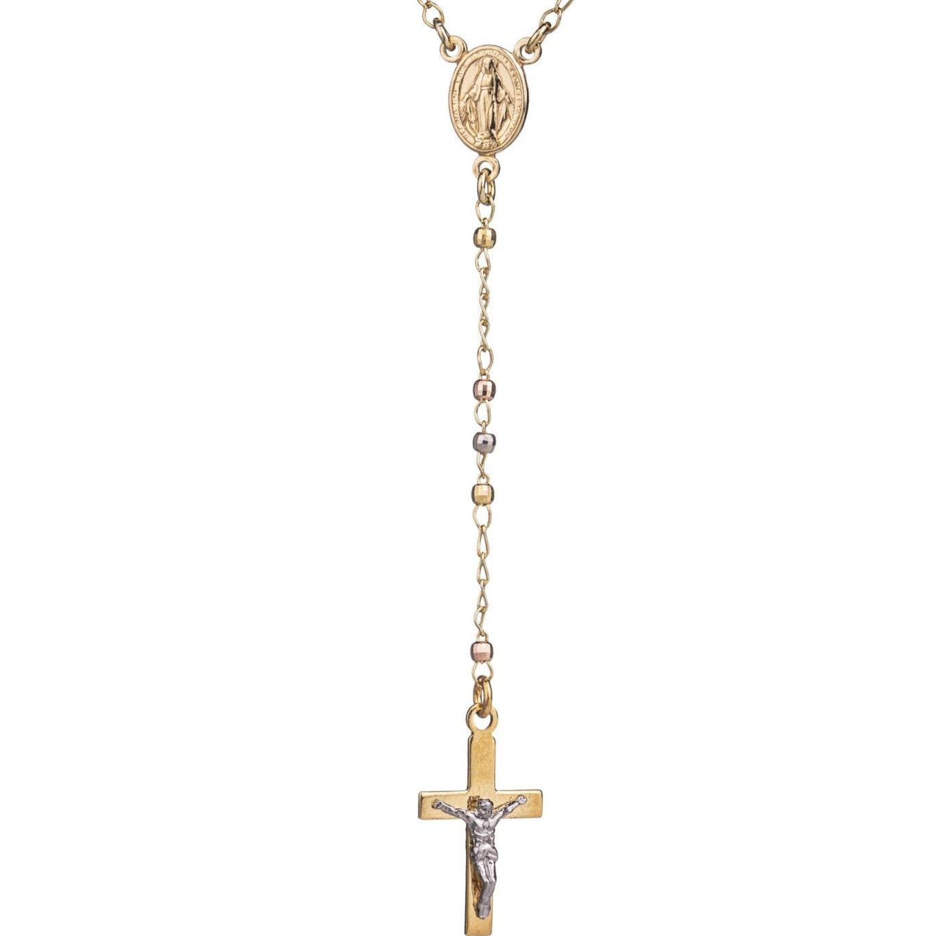 Gold-Plated Silver Rosary Pendant Necklace