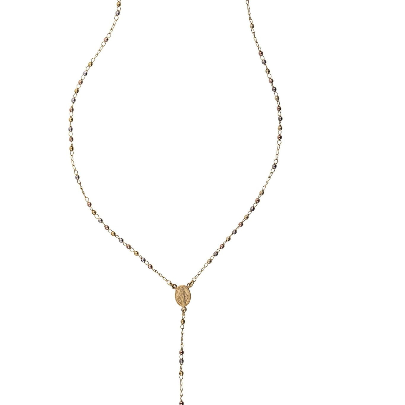 Gold-Plated Silver Rosary Pendant Necklace